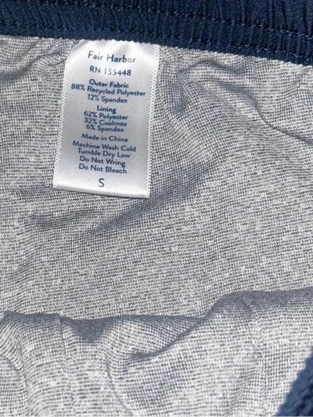 Fair Harbor Navy Swim Shorts with Grey Liner